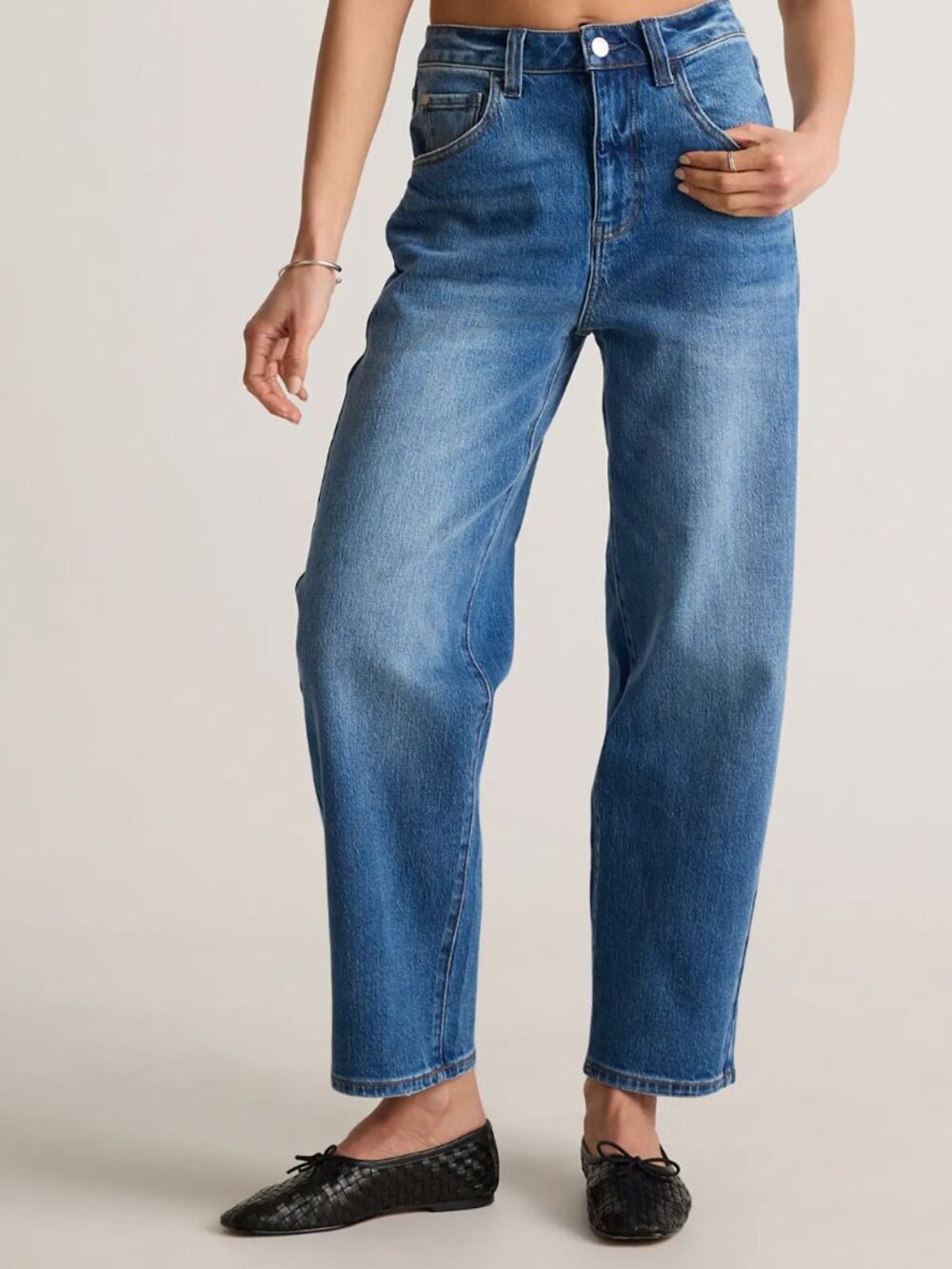 Quince Bella Stretch Barrel Jeans in Atlantic Blue